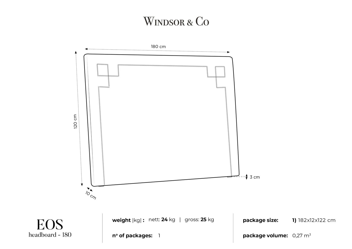 Voodipeats Windsor and Co Eos 180 cm, tumesinine цена и информация | Voodid | hansapost.ee