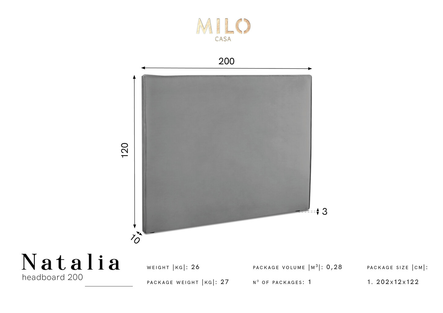 Voodipeats Milo Casa Natalia 200 cm, sinine hind ja info | Voodid | hansapost.ee