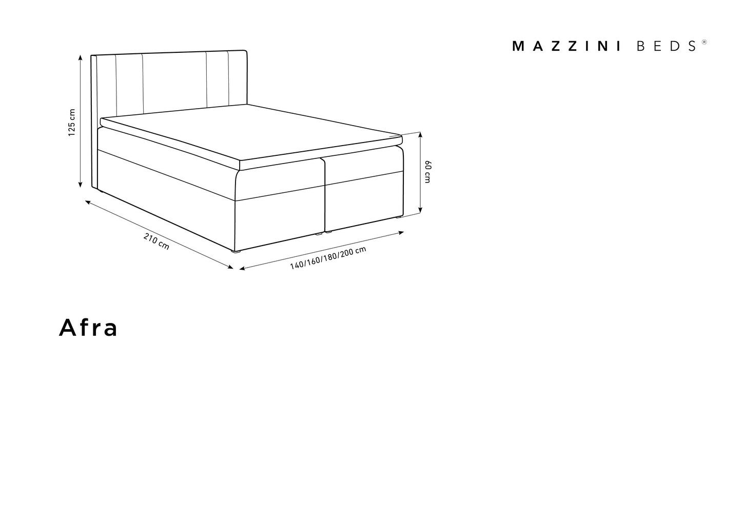 Voodi Mazzini sofas Afra 180x200 cm, tumesinine цена и информация | Voodid | hansapost.ee