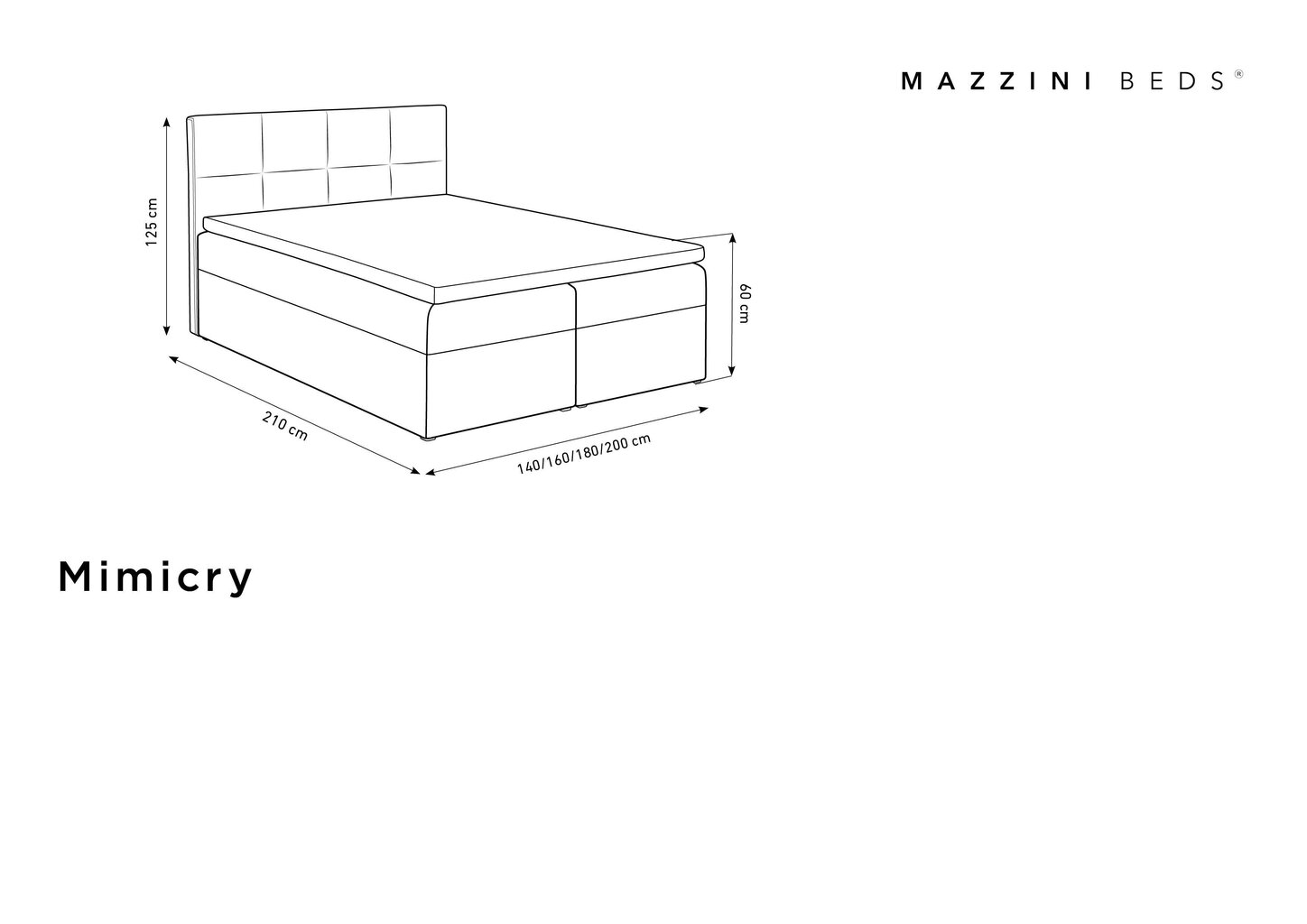 Voodi Mazzini Beds Mimicry 180x200 cm, tumehall цена и информация | Voodid | hansapost.ee
