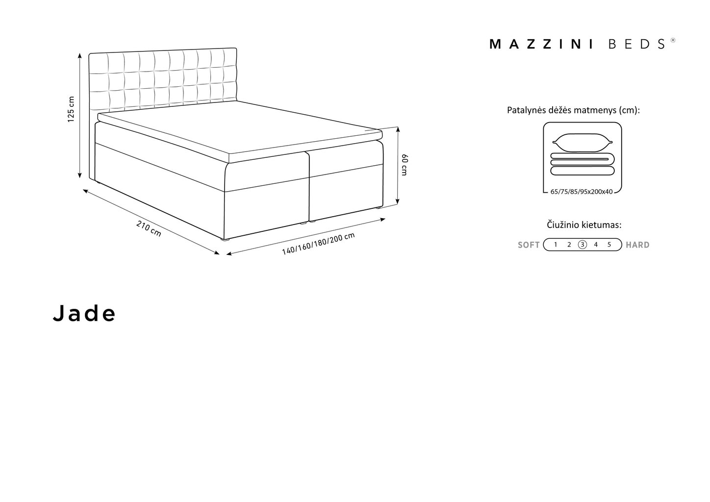 Voodi Mazzini Beds Jade 200x200 cm, tumehall hind ja info | Voodid | hansapost.ee