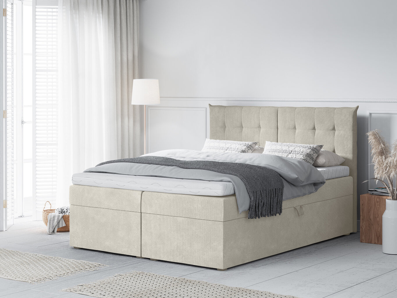 Voodi Mazzini Beds Echaveria 200x200 cm, beeži värvi цена и информация | Voodid | hansapost.ee