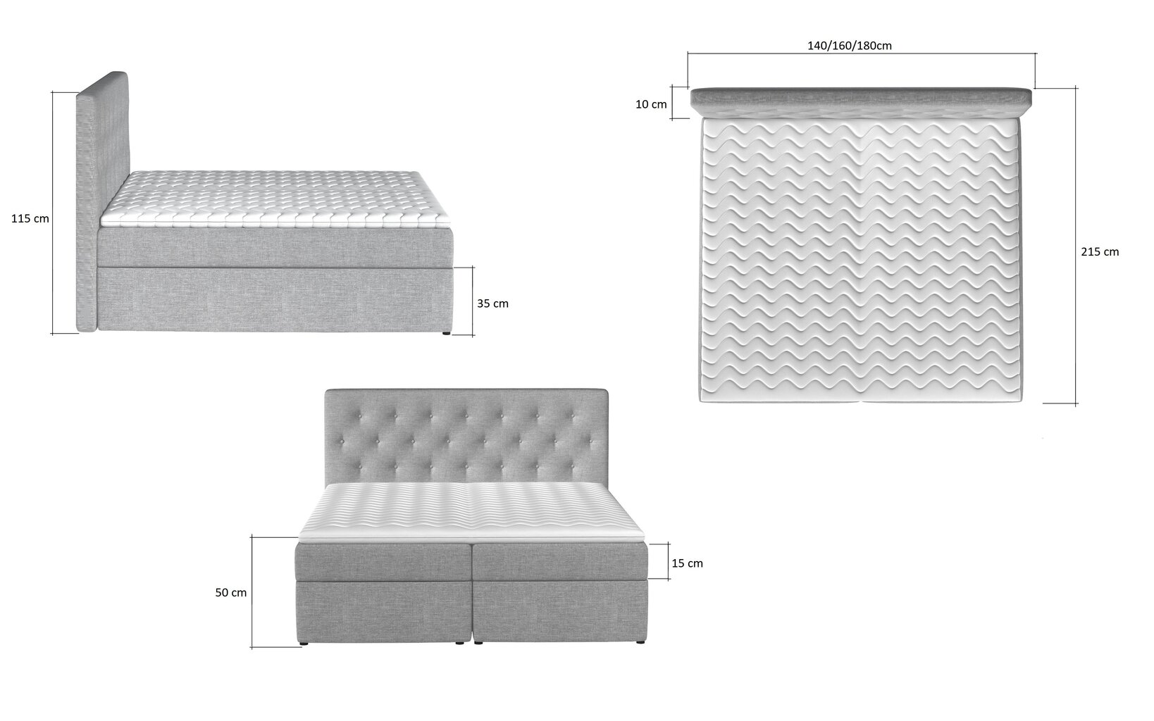 Voodi NORE Loree 05, 140x200 cm, tumehall hind ja info | Voodid | hansapost.ee