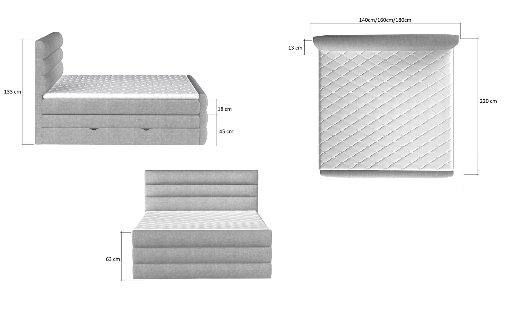 Voodi NORE Cande 14, 140x200 cm, hall hind ja info | Voodid | hansapost.ee