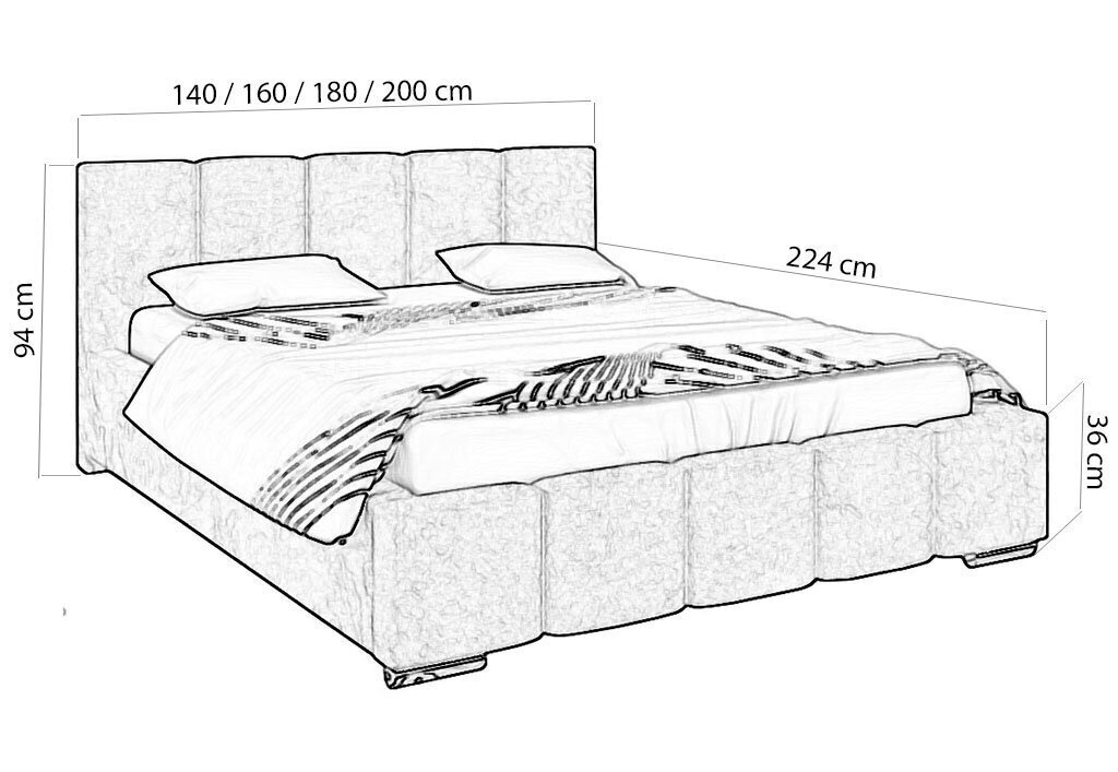 Voodi Bardo 180x200 cm, hall hind ja info | Voodid | hansapost.ee