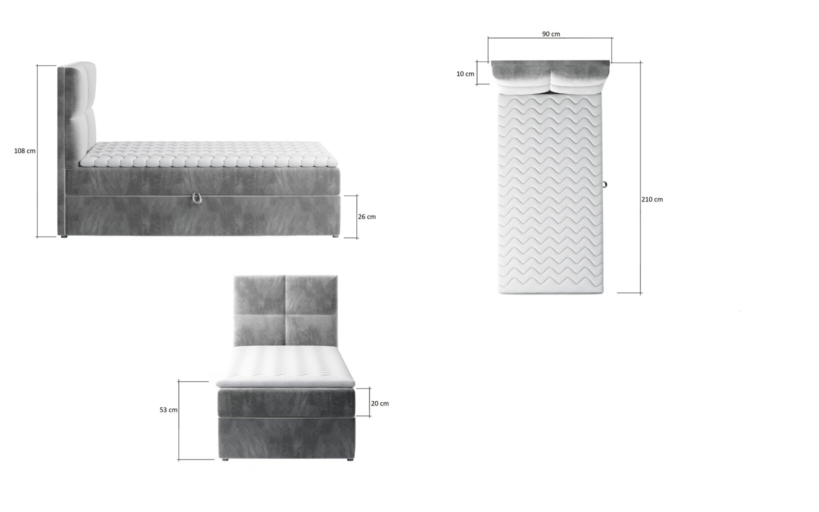 Voodi NORE Rivia 05, 90x200 cm, roosa цена и информация | Voodid | hansapost.ee