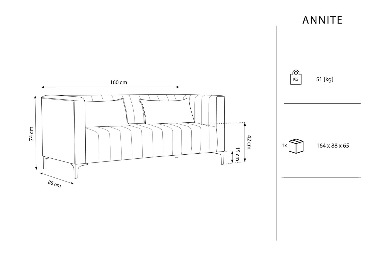 Diivan Micadoni Home Annite 2S, heleroheline/must цена и информация | Diivanvoodid ja diivanid | hansapost.ee