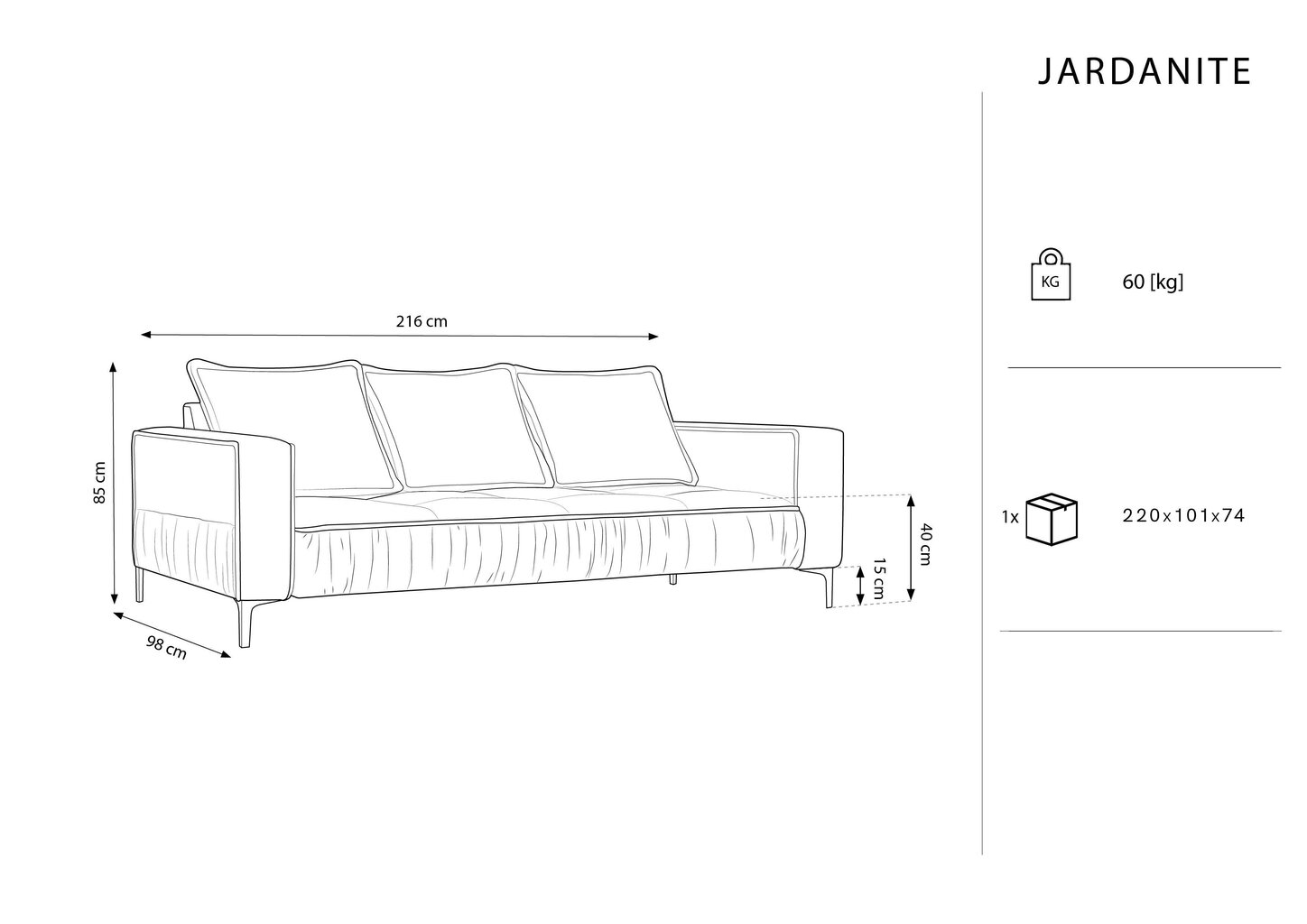 Diivan Micadoni Home Jardanite 3S, helehall hind ja info | Diivanvoodid ja diivanid | hansapost.ee