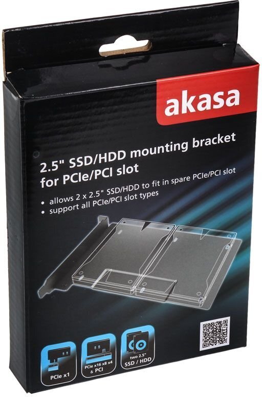 Akasa 2.5" SSD/HDD mounting bracket for PCIe/PCI slot (AK-HDA-10BK) hind ja info | Arvutikomponentide tarvikud | hansapost.ee