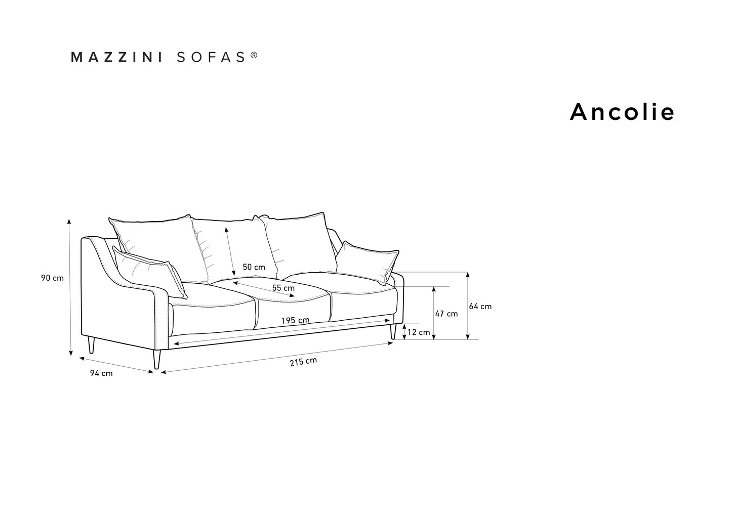 Diivan Mazzini Sofas Ancolie, tumehall hind ja info | Diivanvoodid ja diivanid | hansapost.ee