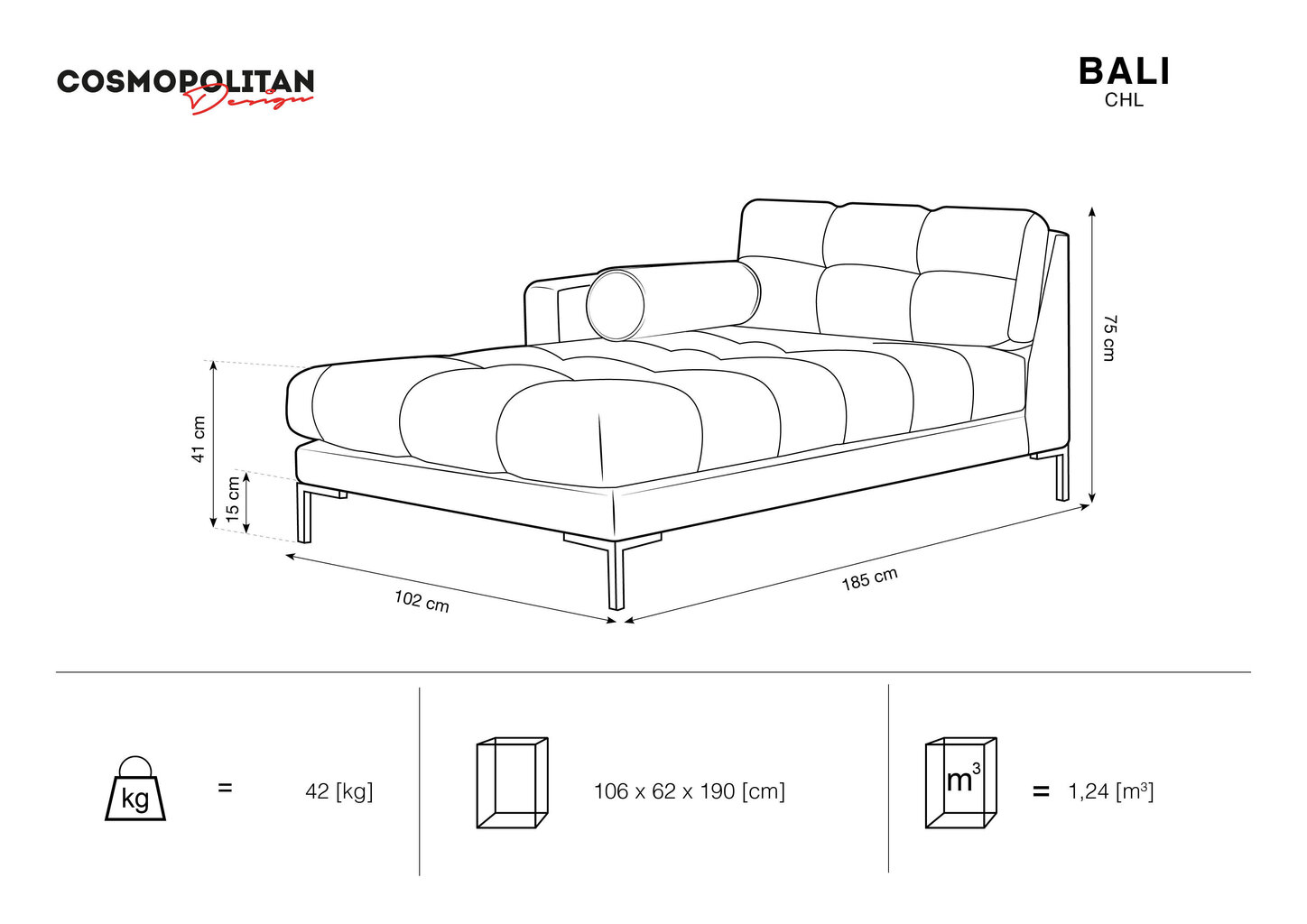 Kušett Cosmopolitan Design Bali, roheline/must hind ja info | Diivanvoodid ja diivanid | hansapost.ee