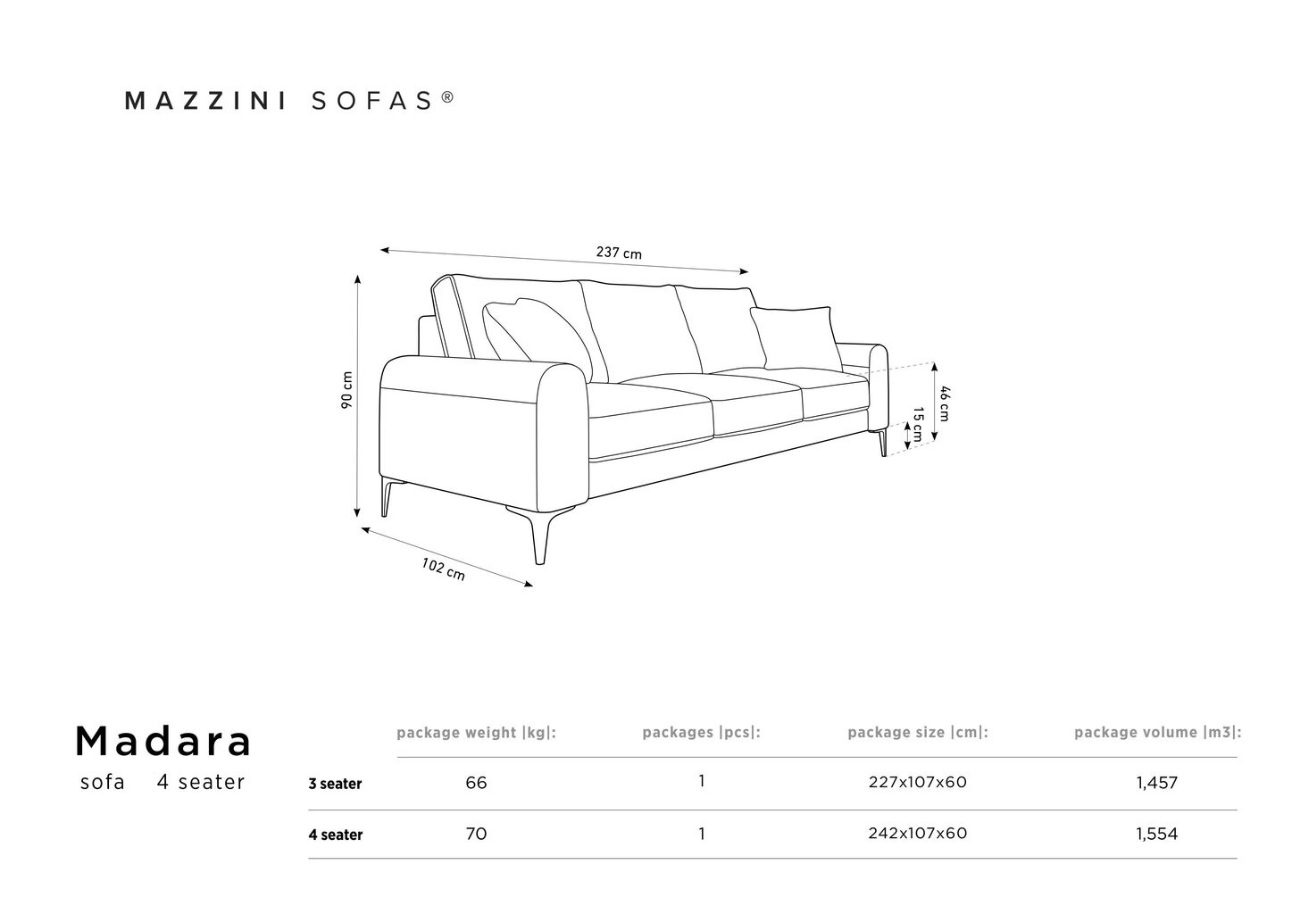 Neljakohaline diivan Mazzini Sofas Madara, punane/kuldne värv цена и информация | Diivanvoodid ja diivanid | hansapost.ee