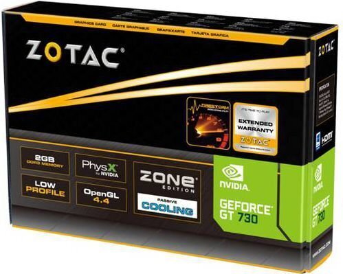 Zotac GeForce GT 730 ZONE Edition Low Profile 2GB DDR3 (64 bit) HDMI, DVI, D-Sub (ZT-71113-20L) цена и информация | Videokaardid | hansapost.ee