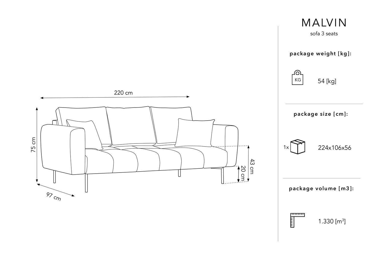 Diivan Micadoni Home Malvin 3S, sinine hind ja info | Diivanvoodid ja diivanid | hansapost.ee