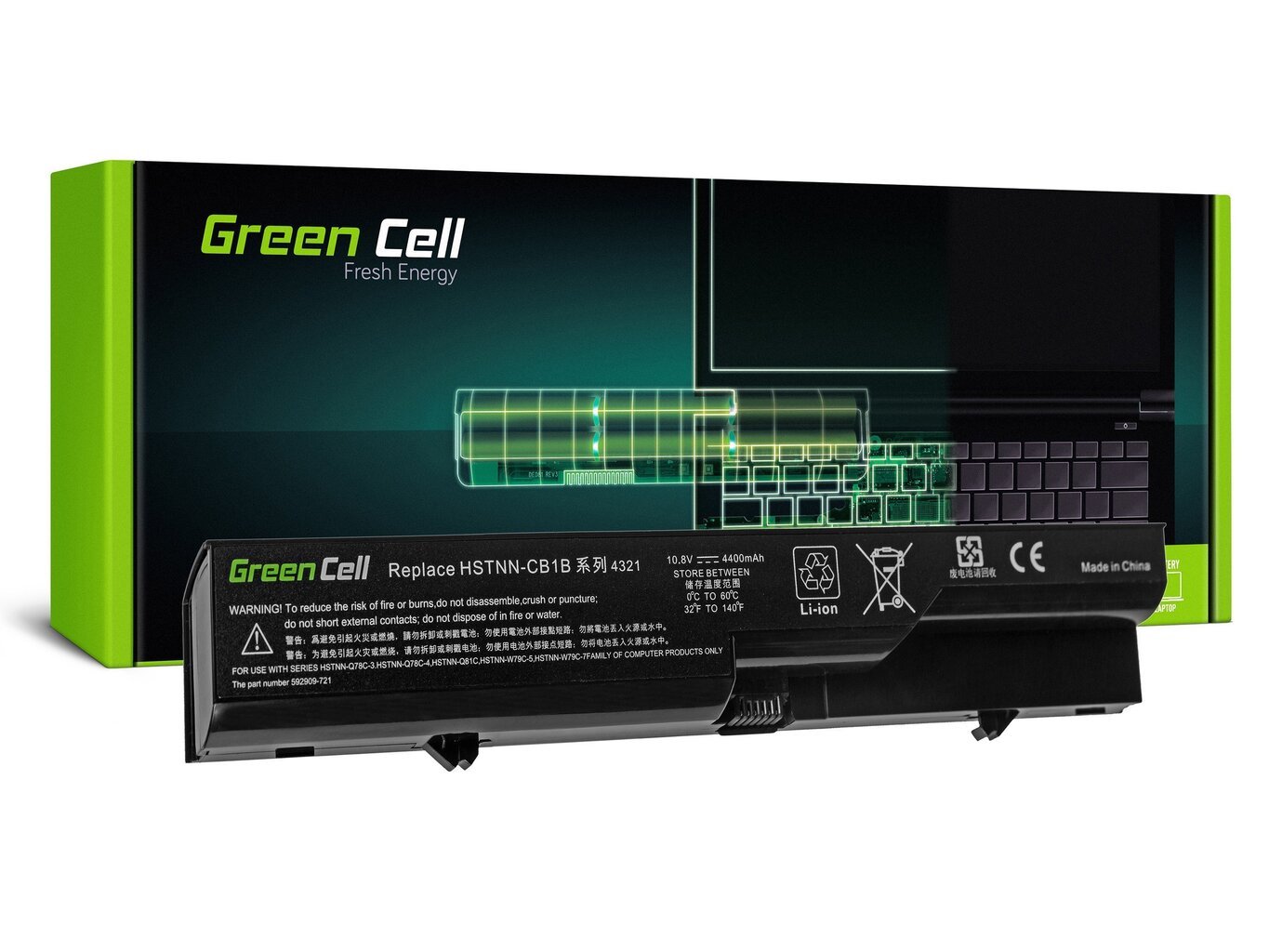 Green Cell Laptop Battery PH06 for HP 420 620 625 Compaq 420 620 621 625 ProBook 4520 hind ja info | Sülearvuti akud | hansapost.ee