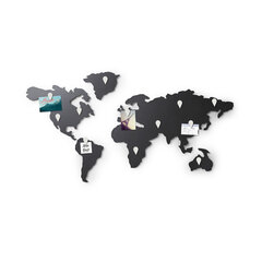Umbra стальной настенный декор Карта мира, 1x52x33 см, черная цена и информация | Детали интерьера | hansapost.ee