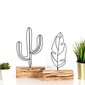 Puidust dekoratsioonide komplekt Cactus Feather, must цена и информация | Sisustuselemendid | hansapost.ee