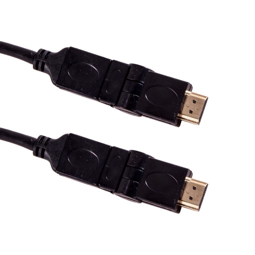 HDMI kaabel Esperanza EB197,180 HDMI V.1.4B, pööratavad pistikud, 3 m, must hind ja info | Juhtmed ja kaablid | hansapost.ee