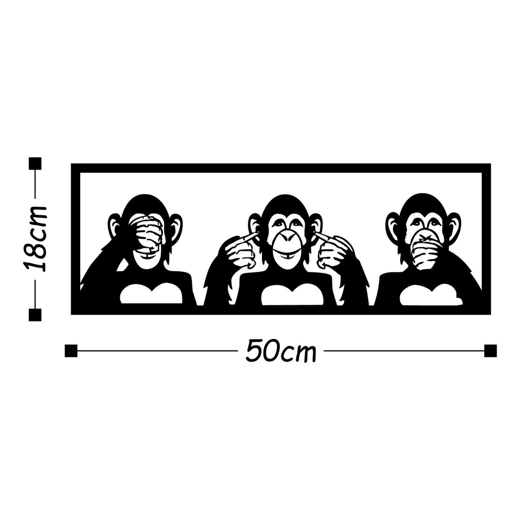 Metallist seinadekoratsioon Three Monkeys S, 50x18 cm hind ja info | Sisustuselemendid | hansapost.ee