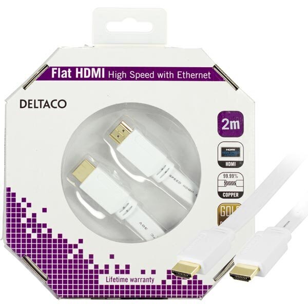 DELTACO HDMI-1020H-K, lame HDMI kaabel, 2m цена и информация | Juhtmed ja kaablid | hansapost.ee