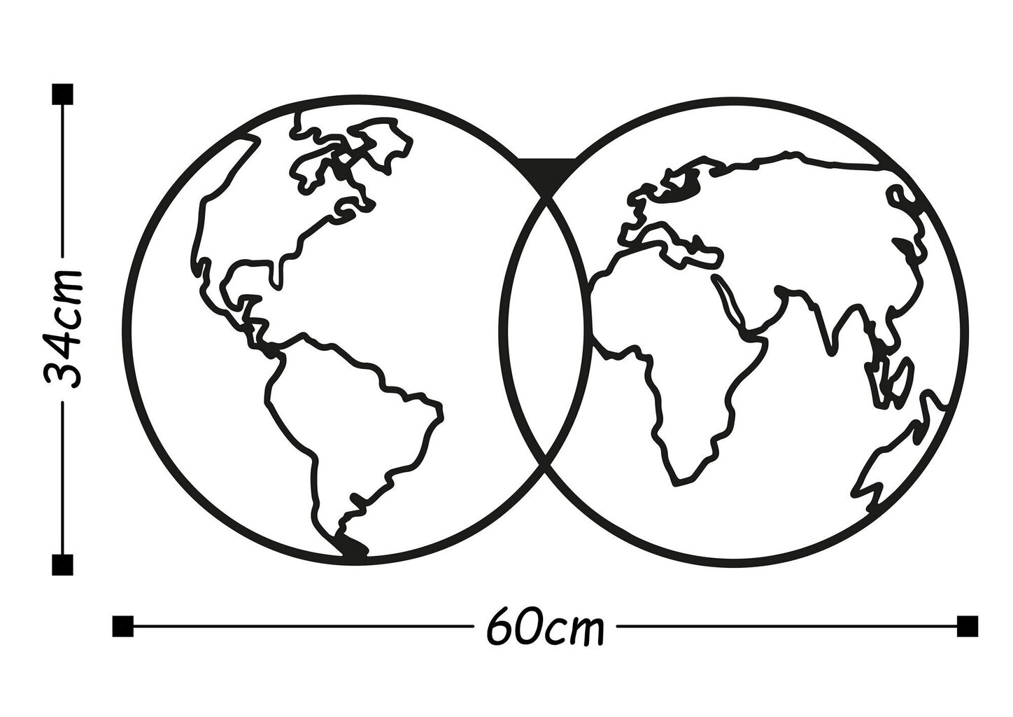 Metallist seinadekoratsioon World Map цена и информация | Sisustuselemendid | hansapost.ee