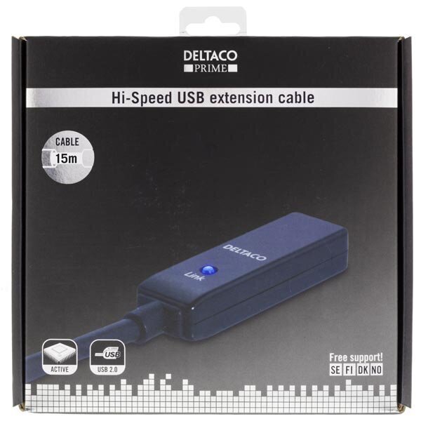 Deltaco, USB-A, 15 m цена и информация | Juhtmed ja kaablid | hansapost.ee
