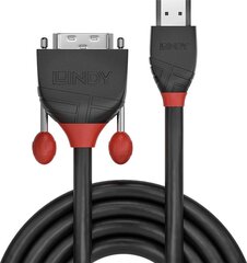 CABLE HDMI-DVI 2M/BLACK 36272 LINDY цена и информация | Кабели и провода | hansapost.ee