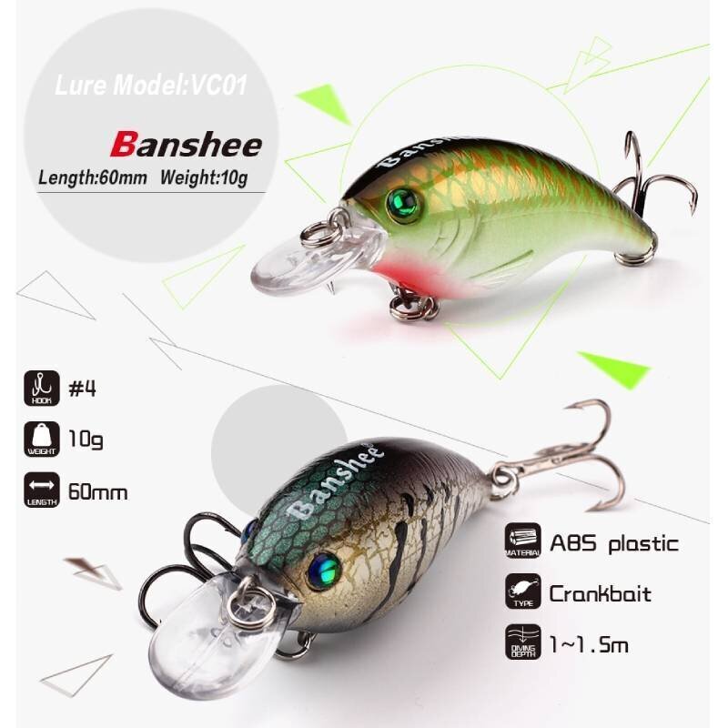 Vobler Banshee Crankbait Bass 60mm 10g VC01 Titanium Creature, ujuv цена и информация | Landid, voblerid | hansapost.ee