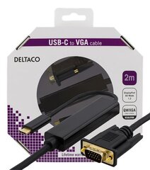 Deltaco USBC-1087-K, USB-C, VGA, DisplayPort, 2m hind ja info | Juhtmed ja kaablid | hansapost.ee