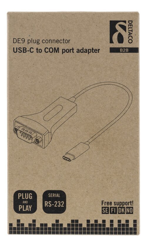 Deltaco USBC-1102, USB-C/RS-232, 0.2 m hind ja info | USB adapterid ja jagajad | hansapost.ee