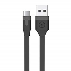 Плоский кабель Type-C USB 2.0 2M 3A от Muvit Черный цена и информация | Кабели и провода | hansapost.ee
