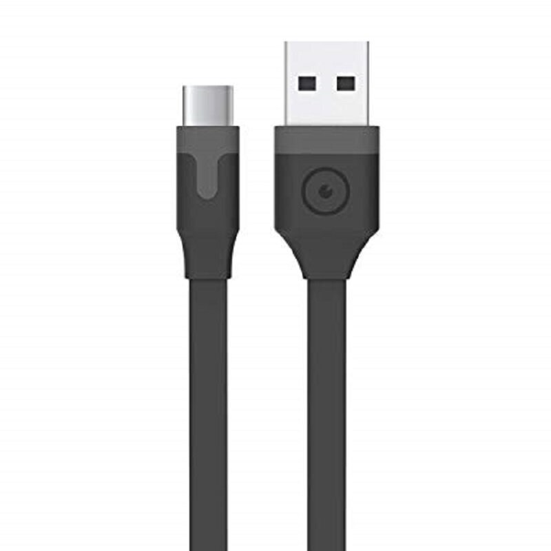 Flat Type-C Cable USB 2.0 2M 3A By Muvit Black цена и информация | Juhtmed ja kaablid | hansapost.ee