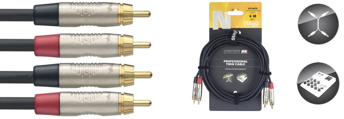 Stagg NTC6CR, RCA, 6 m hind ja info | Juhtmed ja kaablid | hansapost.ee