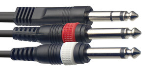 Stagg 6.35mm TRS - 2 x 6.35mm TS 6m hind ja info | Stagg Televiisorid ja tarvikud | hansapost.ee