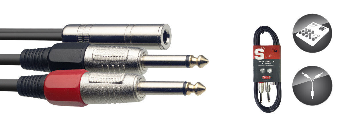 Stagg 6.35mm Jack TRS - 2 x 6.35mm Jack TS 0.5m hind ja info | Juhtmed ja kaablid | hansapost.ee