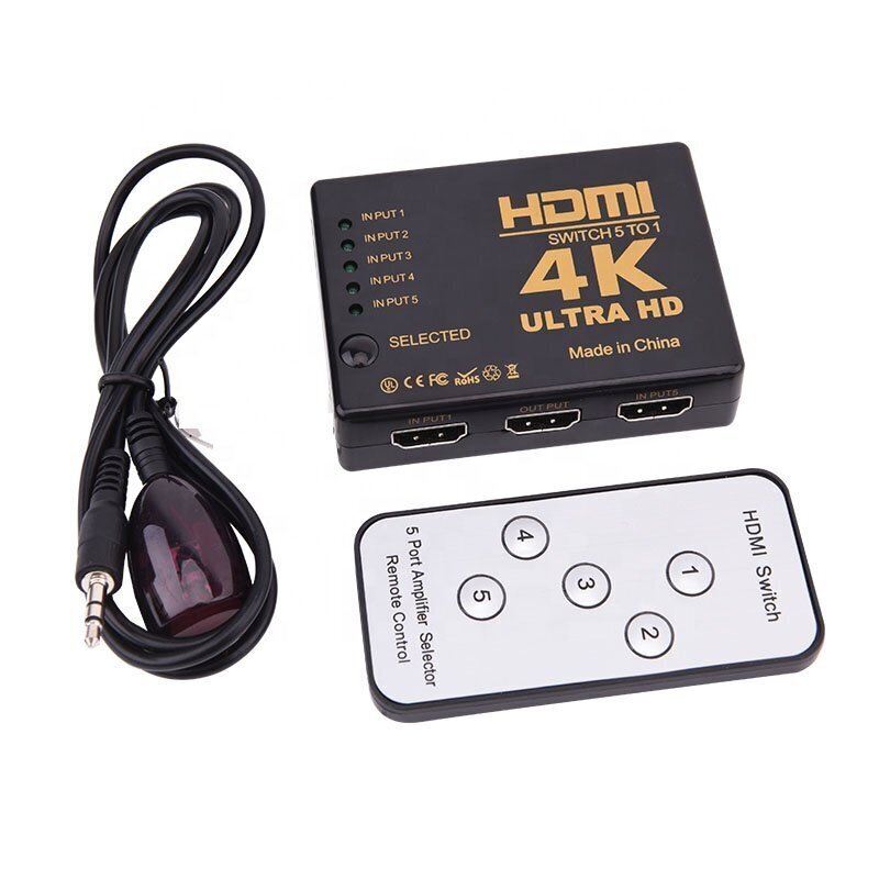 RoGer HDMI 4K High Speed Splitter 5 HDMI inputs / Remote Controller / Infrared Cable hind ja info | Juhtmed ja kaablid | hansapost.ee