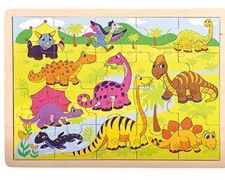 Puidust pusle Bino Dinosaurused, 20-osaline цена и информация | Beebide mänguasjad | hansapost.ee