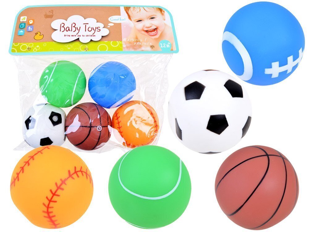 Kummist piiksuvad pallid Baby Toys, 5 tk hind ja info | Beebide mänguasjad | hansapost.ee