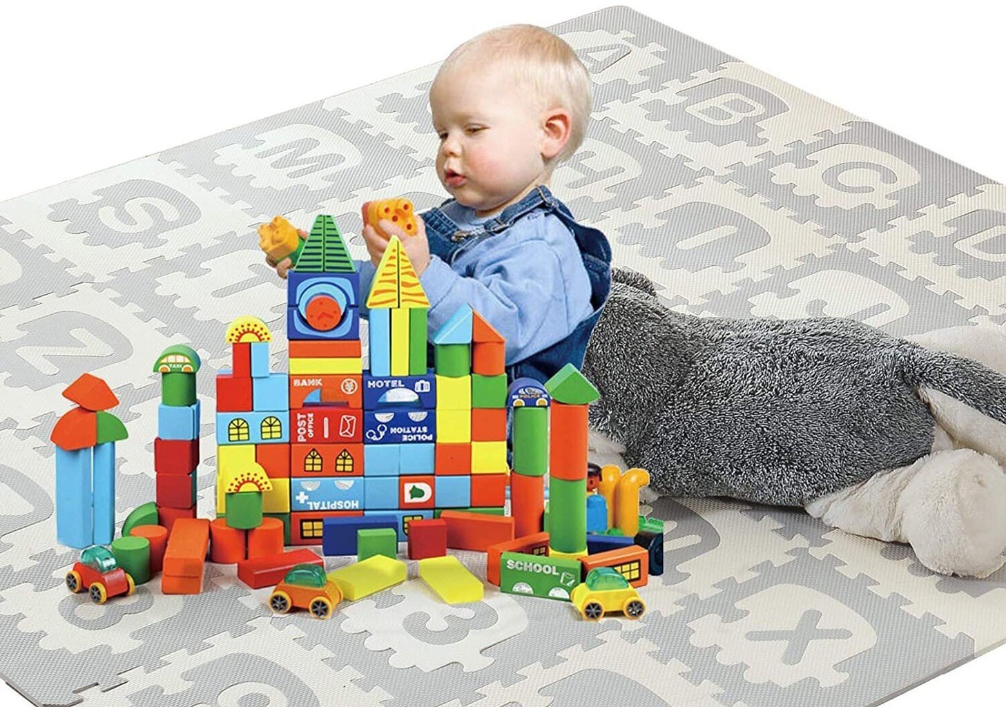 Pehme matt-pusle "Tähestik", 180x180 cm цена и информация | Beebide mänguasjad | hansapost.ee