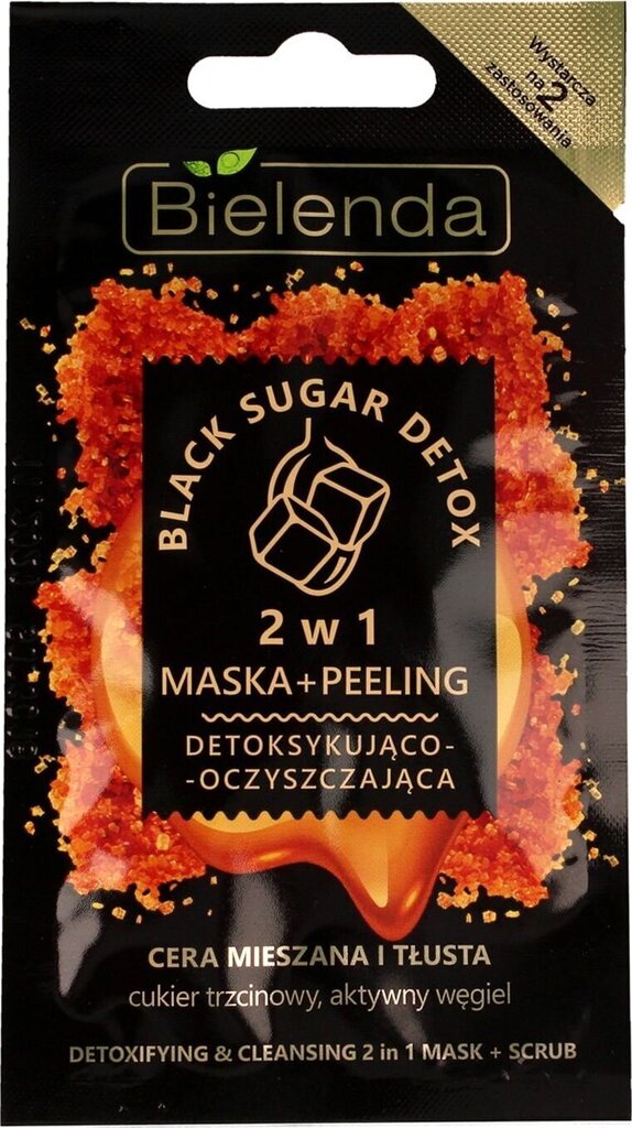 Kooriv mask kombineeritud ja rasusele näonahale Bielenda Black Sugar Detox 2in1 8 g цена и информация | Näomaskid ja silmamaskid | hansapost.ee