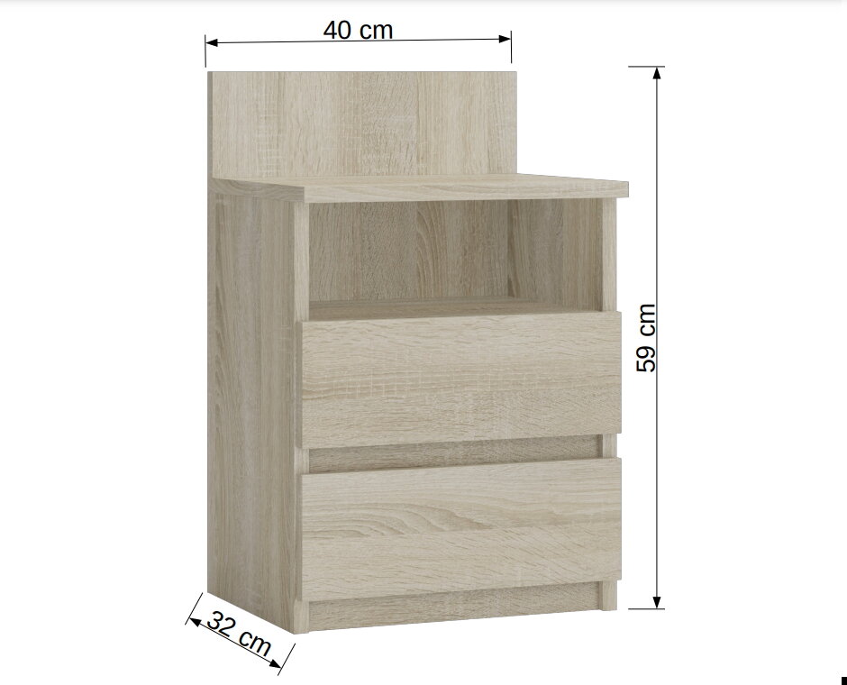 Öökapp ADRK Furniture Puna M1, valge hind ja info | Öökapid | hansapost.ee