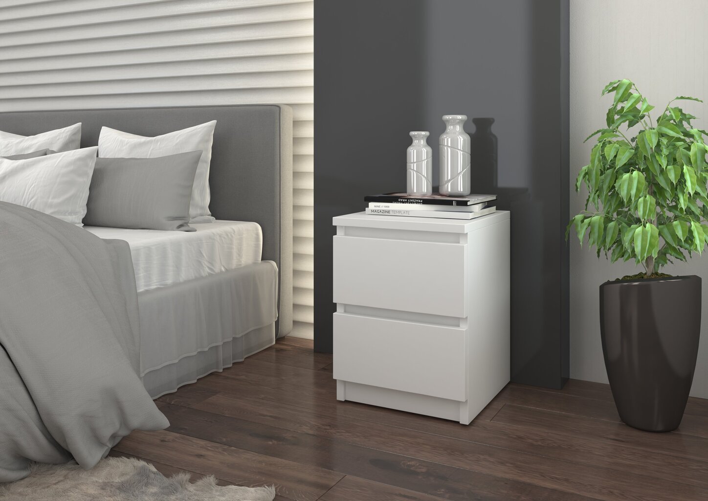 Öökapp ADRK Furniture Puna M2, valge цена и информация | Öökapid | hansapost.ee