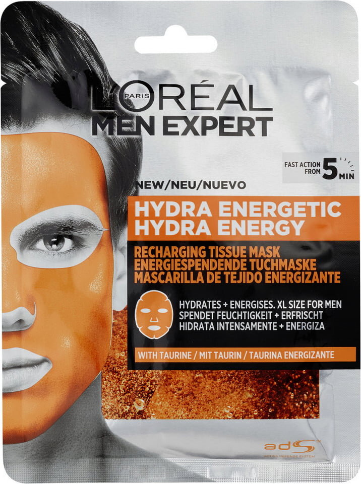 Niisutav kangasmask meestele L'Oreal Paris Men Expert Hydra Energetic, 32 g цена и информация | Näomaskid ja silmamaskid | hansapost.ee