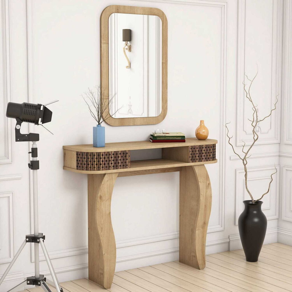 Laua ja peegli komplekt Kalune Design 845, helepruun hind ja info | Meigilauad | hansapost.ee