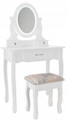 Tualettlaud koos tooli ja LED-valgustusega Sophia, valge цена и информация | Туалетные столики | hansapost.ee