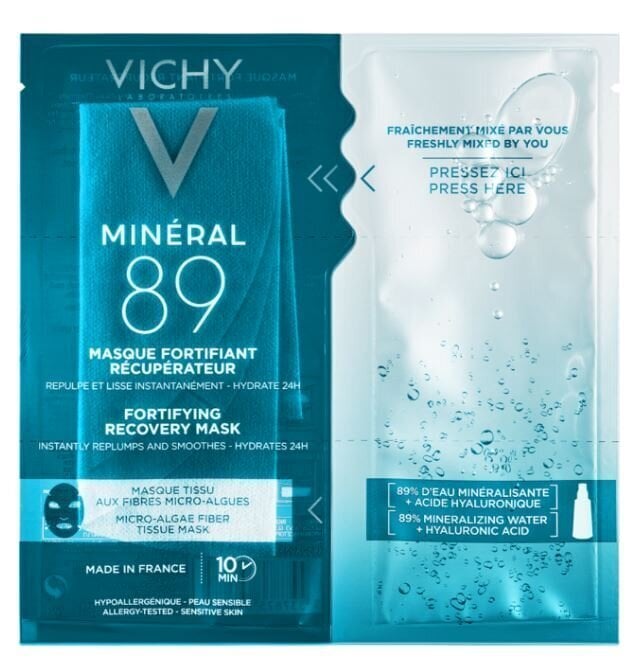 Niisutav lehtmask Vichy Mineral 89, 29.2 g цена и информация | Näomaskid ja silmamaskid | hansapost.ee