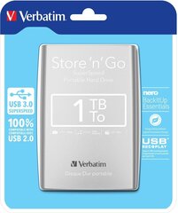 Kõvaketas Verbatim STORE 'N' GO 1 TB hind ja info | Välised kõvakettad | hansapost.ee