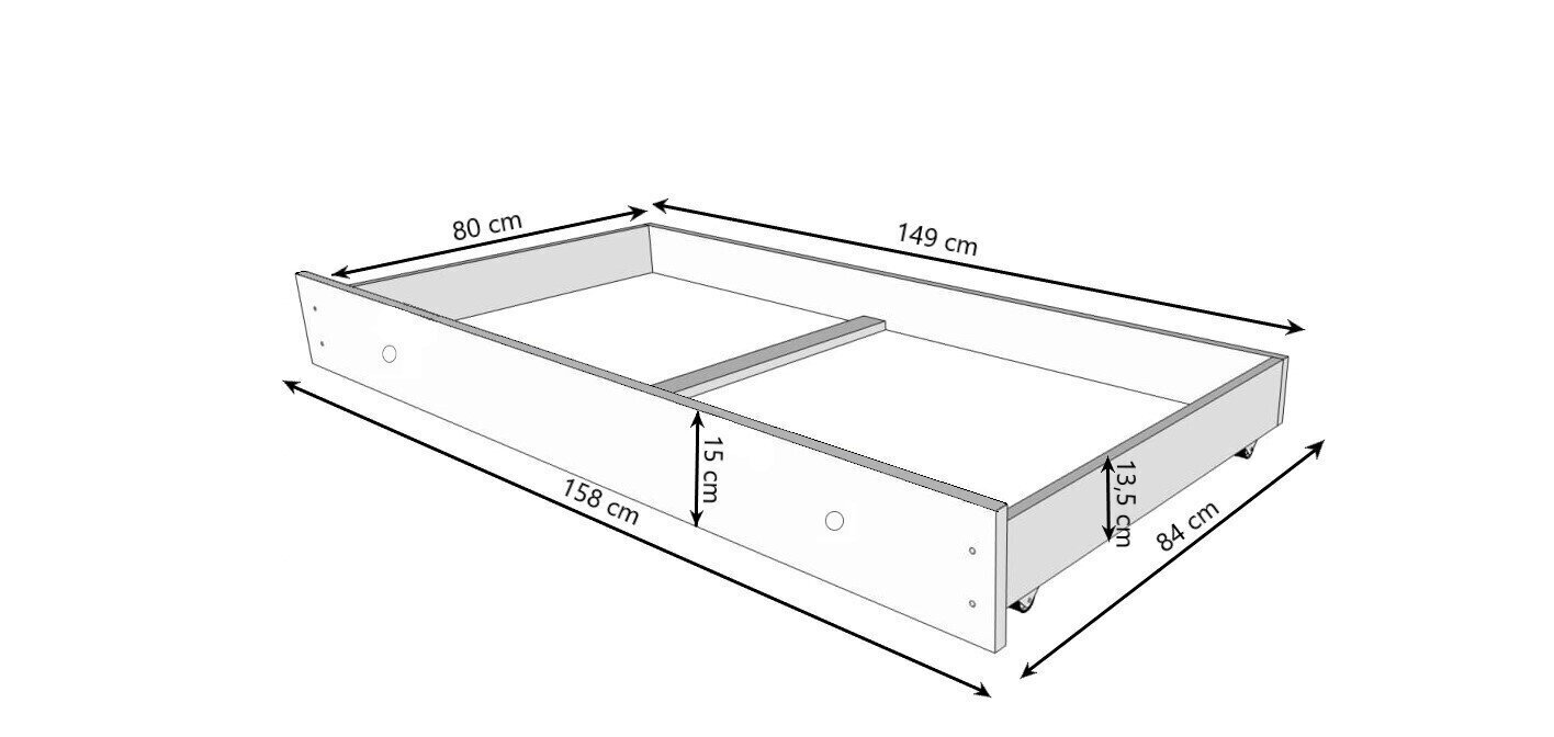 Lastevoodi ADRK Furniture Emka X1, 80x160 cm, valge hind ja info | Lastevoodid | hansapost.ee