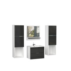 Комплект мебели для ванной комнаты Lauro, черный/белый цена и информация | Комплекты в ванную | hansapost.ee