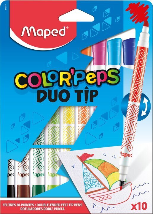 Viltpliiatsid ColorPeps Duo Tip, 10 värvi цена и информация | Kunstitarbed, voolimise tarvikud | hansapost.ee